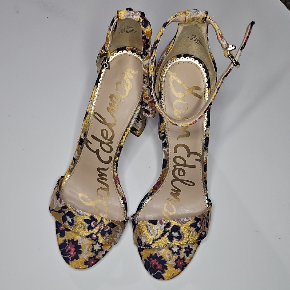 Sam Edelman Women's Floral Heels - Yellow and Black